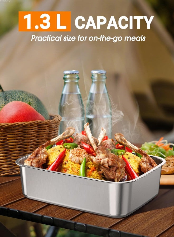 Docusvect 1.3L Replaceable Inner Container for Rechargeable Heated Lunch Box, Stainless Steel Meal Container with Leak-Proof Lid and Removable Tray Divider, Dishwasher Safe - Image 3